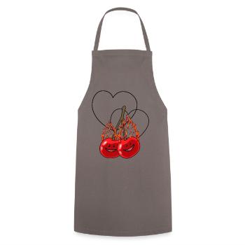 fiery cherries cherry hot fruit hearts - Cooking Apron - grey - Front - AI Model Male 185 dark (185cm)