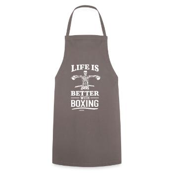 Life Is Better With Boxing - Kochschürze - Grau - Vorne - AI Model Male 185 dark (185cm)