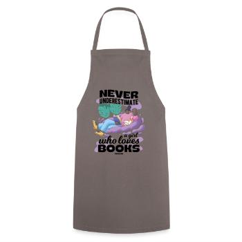 Never Underestimate A Girl Who Loves Books - Kochschürze - Grau - Vorne - AI Model Male 185 dark (185cm)