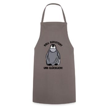 Voll Gefuttert und Glücklich Kaiserpinguin - Kochschürze - Grau - Vorne - AI Model Male 185 dark (185cm)