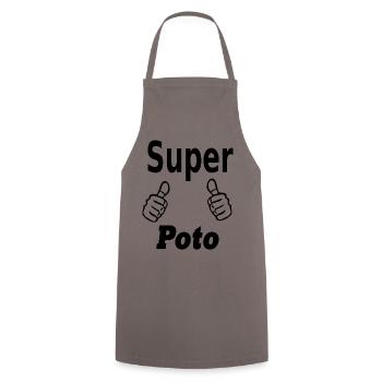 super poto, amitié, copinage - Tablier de cuisine - gris - Devant - AI Model Male 185 dark (185cm)