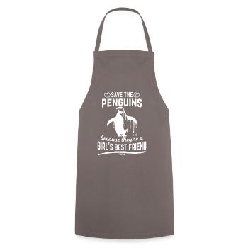 saves the penguins woman girl child - Cooking Apron - grey - Front - AI Model Male 185 dark (185cm)