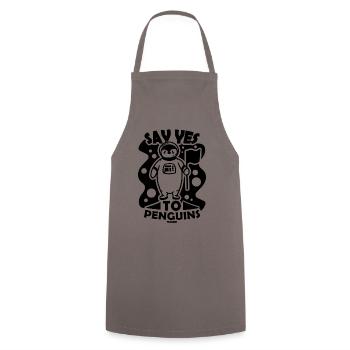Say Yes To Penguins Astronaut Universe - Cooking Apron - grey - Front - AI Model Male 185 dark (185cm)