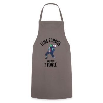 I Like Zombies And Maybe 3 People - Cooking Apron - grey - Front - AI Model Male 185 dark (185cm)