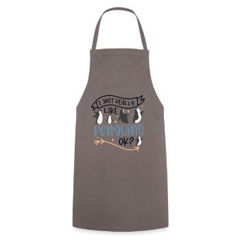 I Really Like Penguins Sea Bird King Emperor - Cooking Apron - grey - Front - AI Model Male 185 dark (185cm)