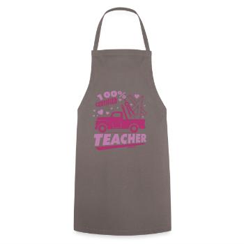 100% Certified Teacher - Kochschürze - Grau - Vorne - AI Model Male 185 dark (185cm)
