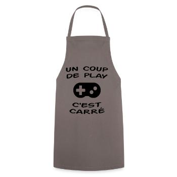 Un Coup De Play C'est Carré - Tablier de cuisine - gris - Devant - AI Model Male 185 dark (185cm)