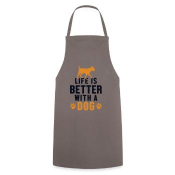 Life is Better with a Dog Dog Daddy Dog Mom - Cooking Apron - grey - Front - AI Model Male 185 dark (185cm)