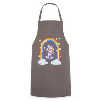 Anime Manga Cosplay Rainbow Child Baby - Cooking Apron - grey - Front - AI Model Male 185 dark (185cm)