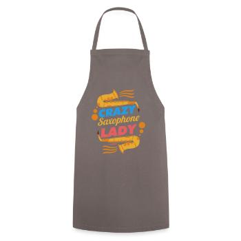 Crazy Saxophone Lady - Cooking Apron - grey - Front - AI Model Male 185 dark (185cm)