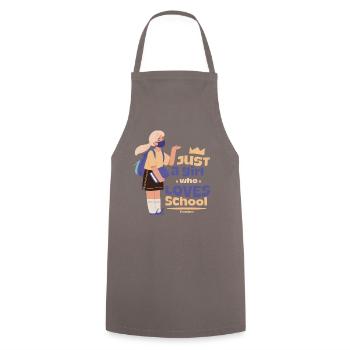 Girl loves school - Cooking Apron - grey - Front - AI Model Male 185 dark (185cm)