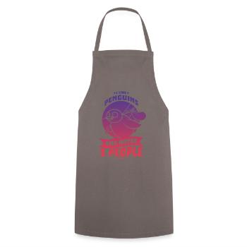 I Like Penguins And Maybe 3 People - Cooking Apron - grey - Front - AI Model Male 185 dark (185cm)