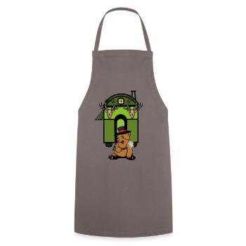 Construction roulotte cabane forêt ours brun monstre amoureux de la nature - Tablier de cuisine - gris - Devant - AI Model Male 185 dark (185cm)