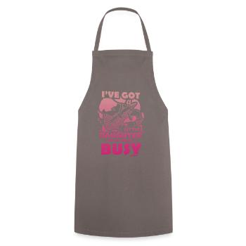 Papa Fille Enfant Fête des Pères Fille Cadeau - Tablier de cuisine - gris - Devant - AI Model Male 185 dark (185cm)