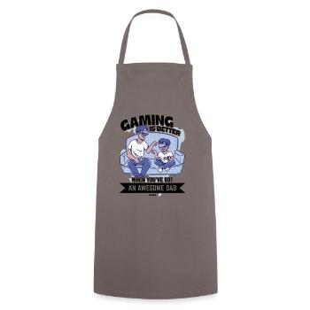 Father Papa Son Child Father's Day Gift - Cooking Apron - grey - Front - AI Model Male 185 dark (185cm)