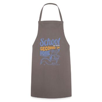 School is my second home - Cooking Apron - grey - Front - AI Model Male 185 dark (185cm)