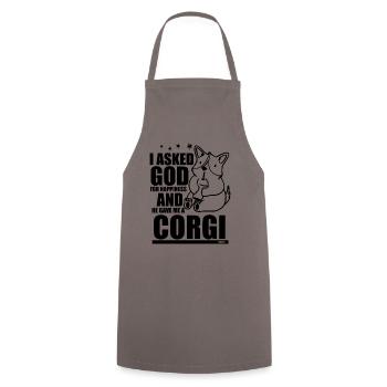 Corgi God Dog Love - Cooking Apron - grey - Front - AI Model Male 185 dark (185cm)