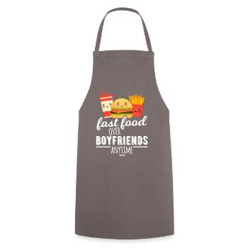 Fast Food für Mädchen - Kochschürze - Grau - Vorne - AI Model Male 185 dark (185cm)