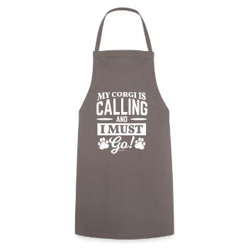 My Corgi Is Calling And I Must Go - Cooking Apron - grey - Front - AI Model Male 185 dark (185cm)