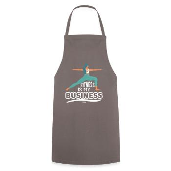 Yoga Fitness Trainer Mrs. Mother - Cooking Apron - grey - Front - AI Model Male 185 dark (185cm)