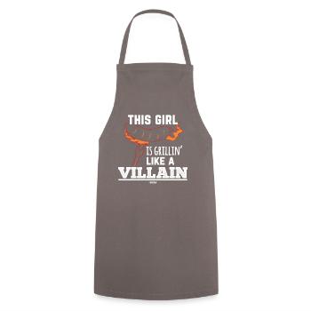 This Girl Is Grillin´ Like A Villain - Kochschürze - Grau - Vorne - AI Model Male 185 dark (185cm)