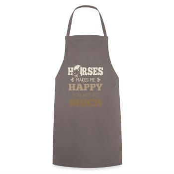 Horses make me happy - Cooking Apron - grey - Front - AI Model Male 185 dark (185cm)