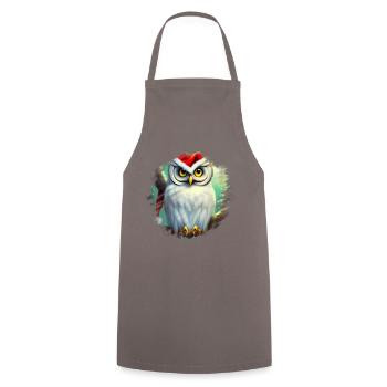 White Snowy Owl - Cooking Apron - grey - Front - AI Model Male 185 dark (185cm)