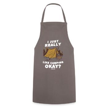 I Just Really Like Camping okay - Cooking Apron - grey - Front - AI Model Male 185 dark (185cm)