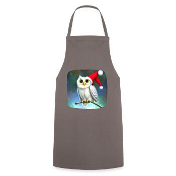 Weihnachtsmotiv Schneeeule - Kochschürze - Grau - Vorne - AI Model Male 185 dark (185cm)
