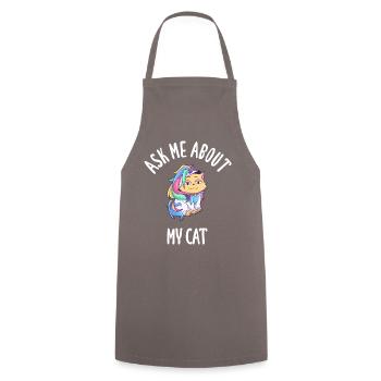 Posez-moi des questions sur mon chat - Tablier de cuisine - gris - Devant - AI Model Male 185 dark (185cm)