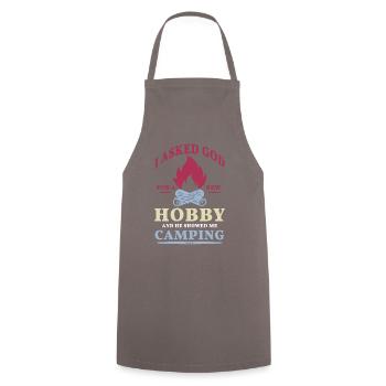 Camping Campfire God Prayer - Cooking Apron - grey - Front - AI Model Male 185 dark (185cm)
