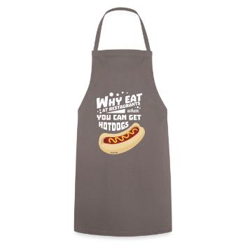 délicieux hot-dog à la moutarde dans un petit pain - Tablier de cuisine - gris - Devant - AI Model Male 185 dark (185cm)