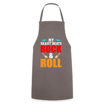 My Heart beats Rock &Roll - Kochschürze - Grau - Vorne - AI Model Male 185 dark (185cm)