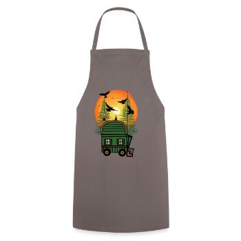 Bauwagen Naturfreund Freak Öko Haus Hütte wohnen - Tablier de cuisine - gris - Devant - AI Model Male 185 dark (185cm)