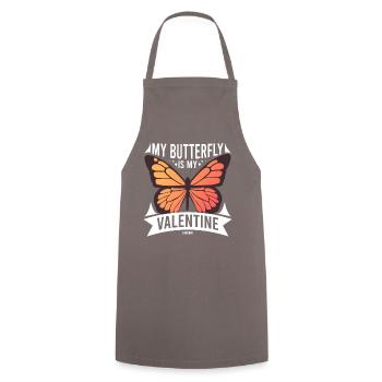 Mon papillon est mon Valentin - Tablier de cuisine - gris - Devant - AI Model Male 185 dark (185cm)