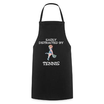 Facilement distrait par le tennis - Tablier de cuisine - noir - Devant - AI Model Male 185 dark (185cm)