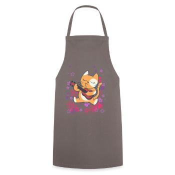 Cat joue de la guitare - Tablier de cuisine - gris - Devant - AI Model Male 185 dark (185cm)