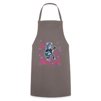 Cat joue de la guitare dans le pré - Tablier de cuisine - gris - Devant - AI Model Male 185 dark (185cm)