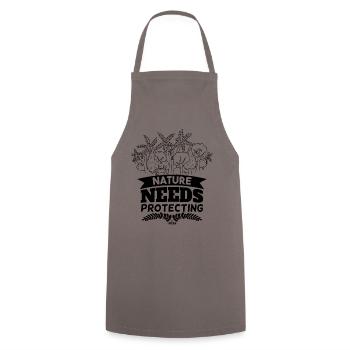 nature must be protected - Cooking Apron - grey - Front - AI Model Male 185 dark (185cm)