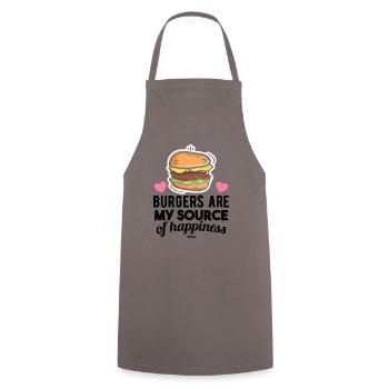 Hamburger Fast Food grillen lecker - Kochschürze - Grau - Vorne - AI Model Male 185 dark (185cm)