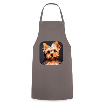 Yorkshire Terrier Welpe - Kochschürze - Grau - Vorne - AI Model Male 185 dark (185cm)