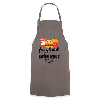Fast Food Over Boyfriends Anytime - Kochschürze - Grau - Vorne - AI Model Male 185 dark (185cm)