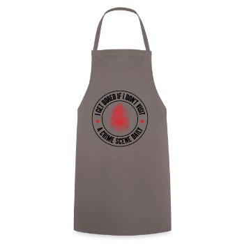 I'm bored, forensic scientist, - Cooking Apron - grey - Front - AI Model Male 185 dark (185cm)