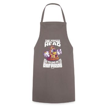 Les voix dans ma tête me disent de manger de la pizza - Tablier de cuisine - gris - Devant - AI Model Male 185 dark (185cm)