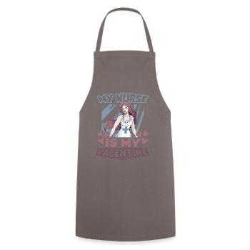 My Nurse Is My Valentine - Cooking Apron - grey - Front - AI Model Male 185 dark (185cm)