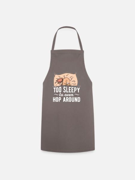 Le lapin fatigué dort au lit la nuit - Tablier de cuisine - gris