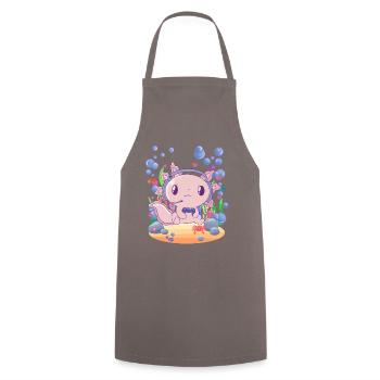 Axolotl gambles underwater - Cooking Apron - grey - Front - AI Model Male 185 dark (185cm)