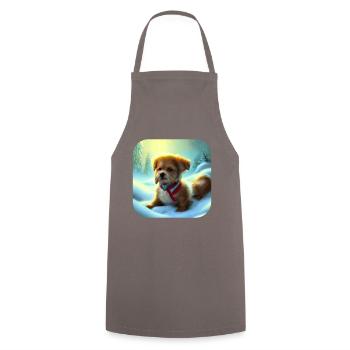 Chiot de chien de Noël - Tablier de cuisine - gris - Devant - AI Model Male 185 dark (185cm)