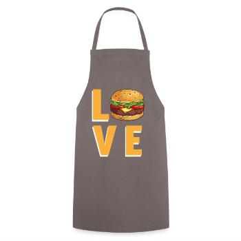 Love Burger - Kochschürze - Grau - Vorne - AI Model Male 185 dark (185cm)