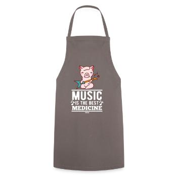 Music Lama Alpaca Medicine - Cooking Apron - grey - Front - AI Model Male 185 dark (185cm)